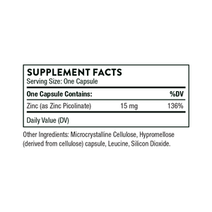 Thorne Zinc Picolinate,15 mg – Immune, Eye & Skin Support (60 ct)