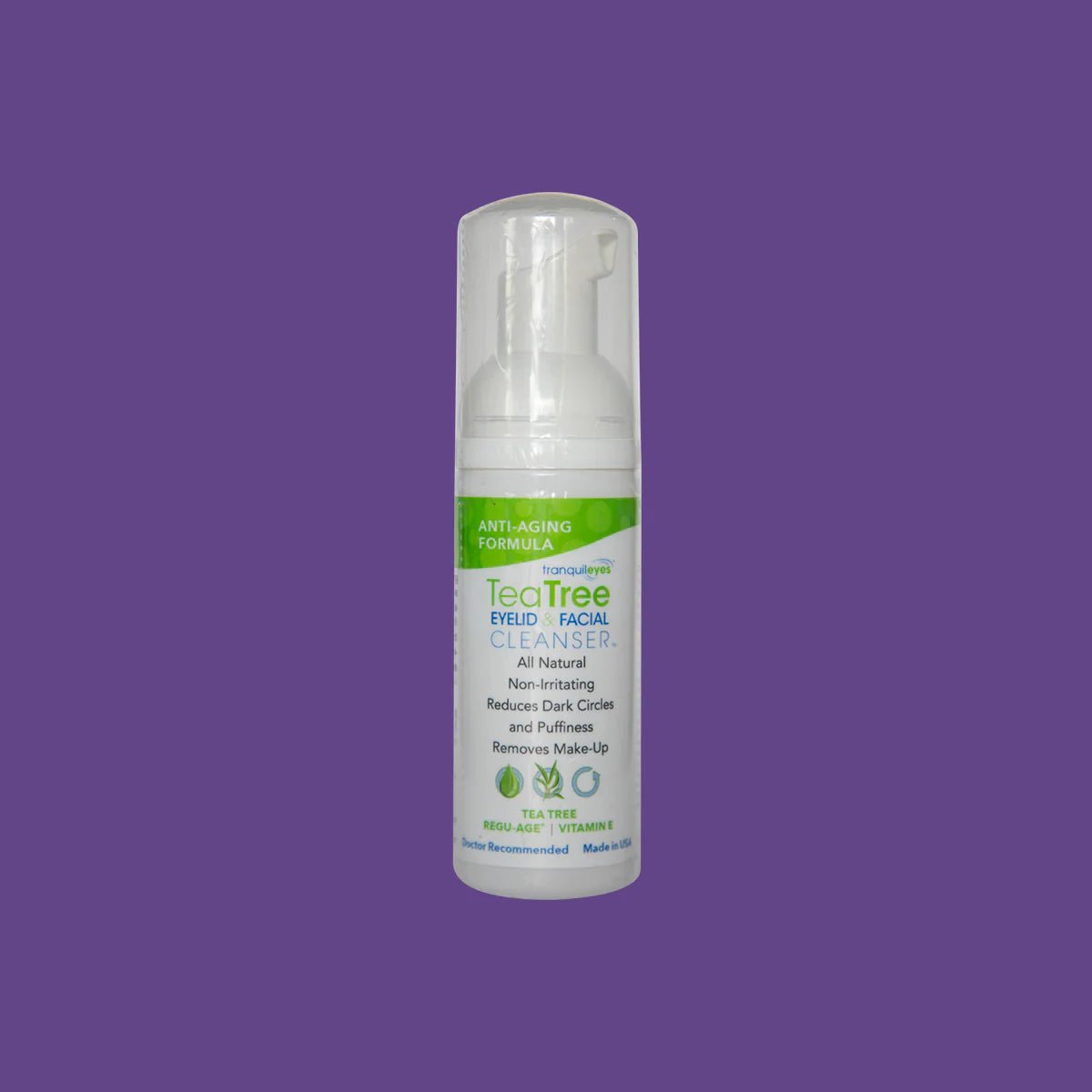 TranquilEyes Age-Defying 1% Tea Tree Eyelid & Facial Cleanser – Reduces Dark Circles & Puffiness, Hydrating & Soothing Formula - Dryeye Rescue