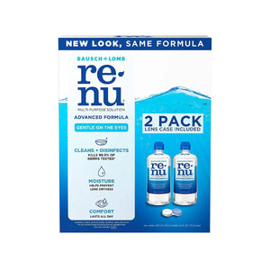 Renu Advanced Contact Lens Solution, Multi - Purpose Solution for Soft Contact Lenses 2 x 12 fl oz (355mL) - Dryeye Rescue