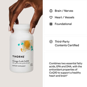 Thorne Omega-3 with CoQ10 – Heart, Brain & Cellular Energy Support (90 ct)