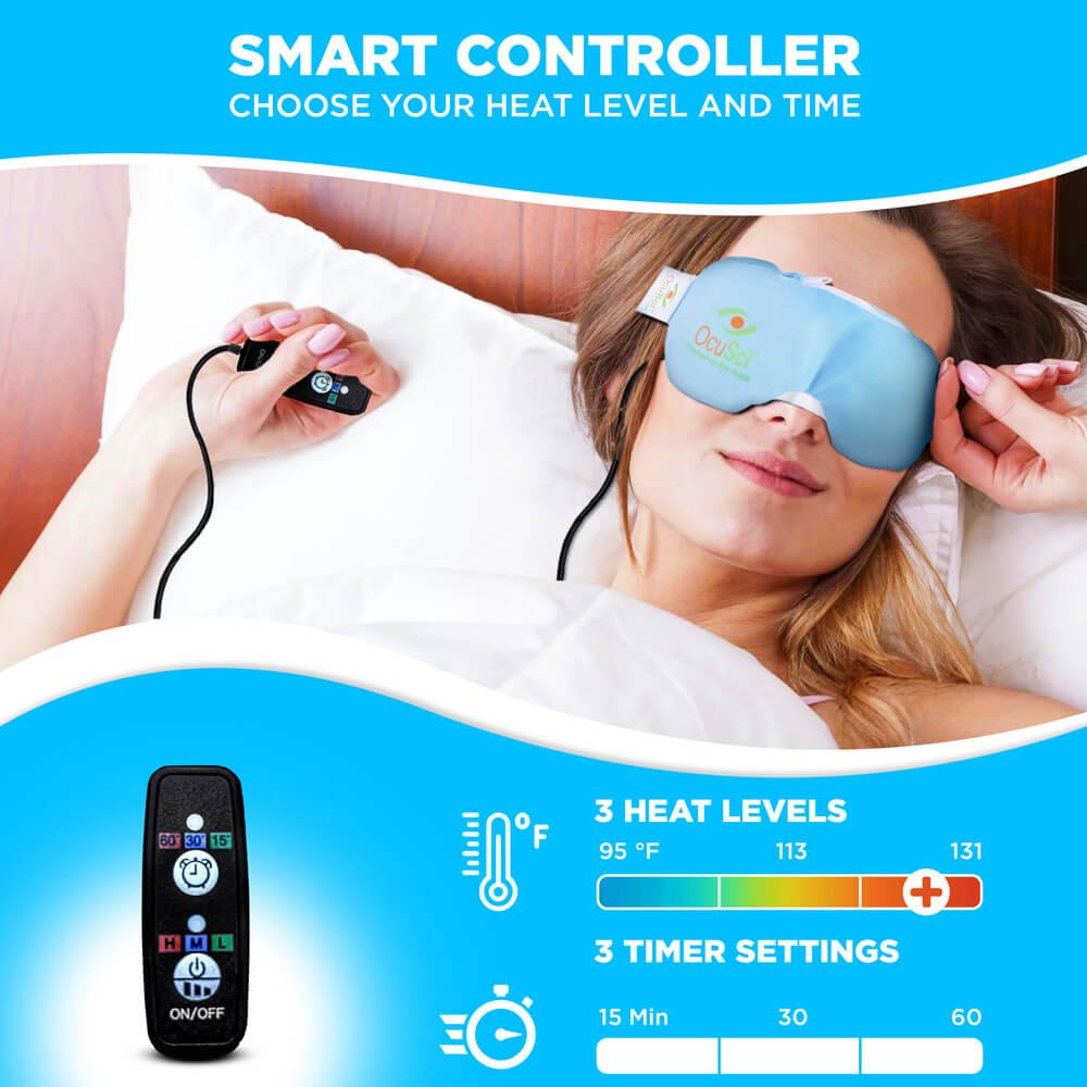 OcuSci E-Compress USB Eye Heat Mask,Washable Cover, 3 Temperatures - Dryeye Rescue