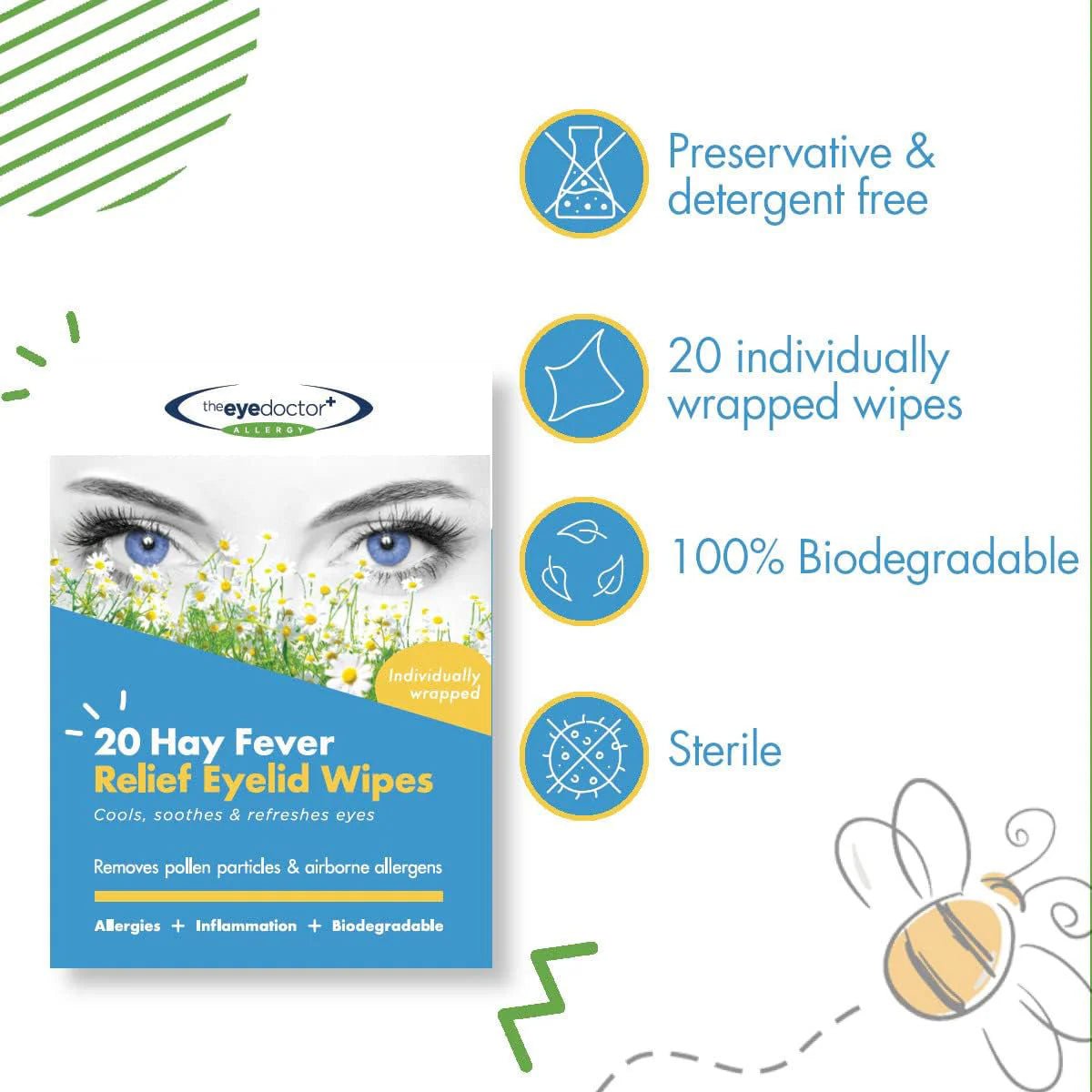 The Eye Doctor Allery/Hay Fever Relief Eyelid Wipes (20ct) - Dryeye Rescue