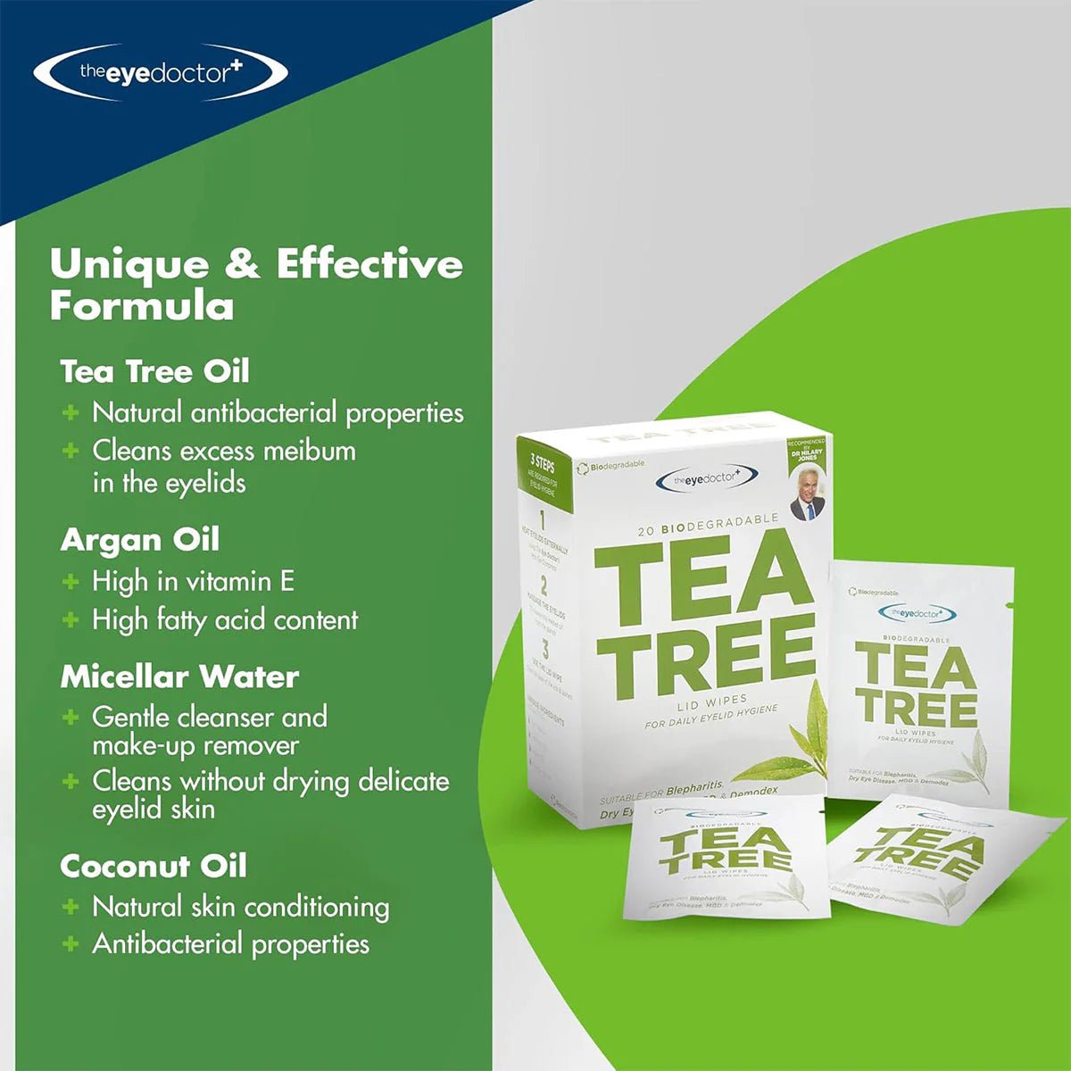 The Eye Doctor Tea Tree Oil Lid Wipes for Daily Hygiene and Dry Eyes (20ct) - Dryeye Rescue