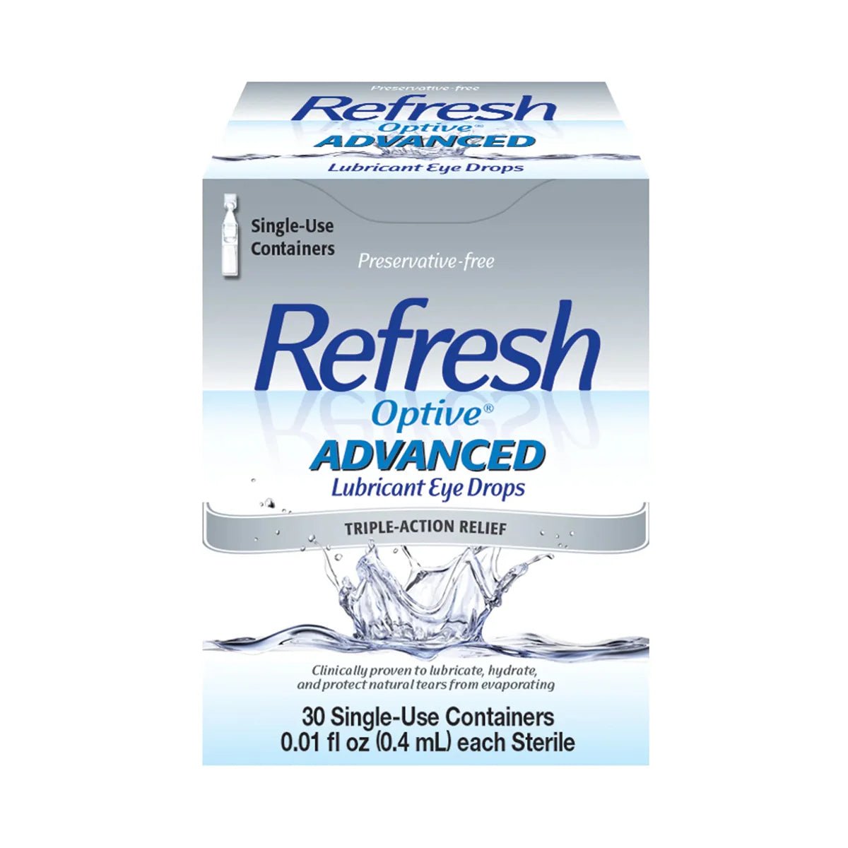 Refresh Optive® Advanced Preservative-Free Lubricant Eye Drops (30 Single-Use Vials) - Dryeye Rescue