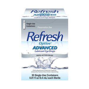 Refresh Optive® Advanced Preservative-Free Lubricant Eye Drops (30 Single-Use Vials) - Dryeye Rescue