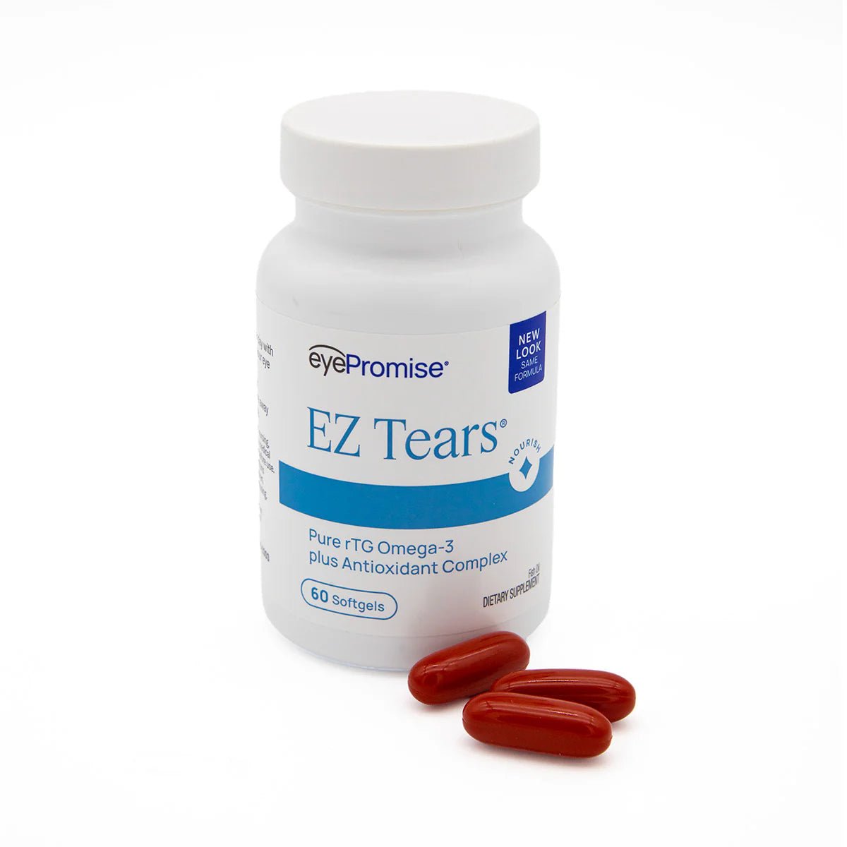 EyePromise® EZ Tears – Natural Dry Eye Relief with Omega-3s, Turmeric, and Green Tea Extract (60ct) - Dryeye Rescue