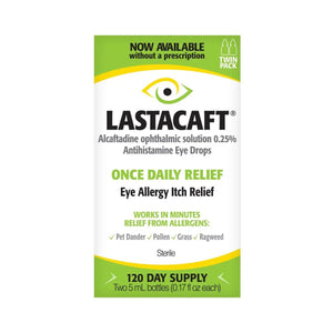 Lastacaft Once Daily Eye Allergy Itch Relief Drops (Twin Pack 2x5mL 120 Day Bottle) - Dryeye Rescue