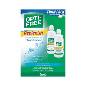 Opti-Free Replenish Multi-Purpose Disinfecting Solution with Lens Case, 20 Fl Oz (pack of 2) - Dryeye Rescue