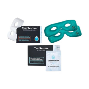 TearRestore Premium Kit - Includes TearRestore Mask, 2 Heat Packs, & 1 Box of HylaWipes (30ct) - Dryeye Rescue