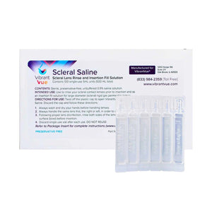Vibrant Vue Saline Lens Rinse and Insertion Fill Solution, 100% Preservative Free, 100 Vial box - Dryeye Rescue