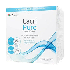 Menicon LacriPure Sterile Preservative Free Saline Solution 2-Pack, 5 mL Single-Use Vials (98 Vials x 2) - Dryeye Rescue