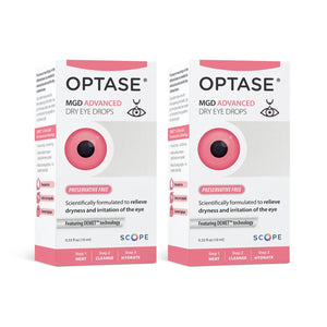Optase MGD 2-pack Advanced Eye Drops Preservative-Free 3+ Month Supply (600 drops) 2-pack - Dryeye Rescue