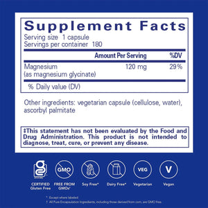 Pure Encapsulations Magnesium (Glycinate) 180ct (2 - 6 month supply) - Dryeye Rescue