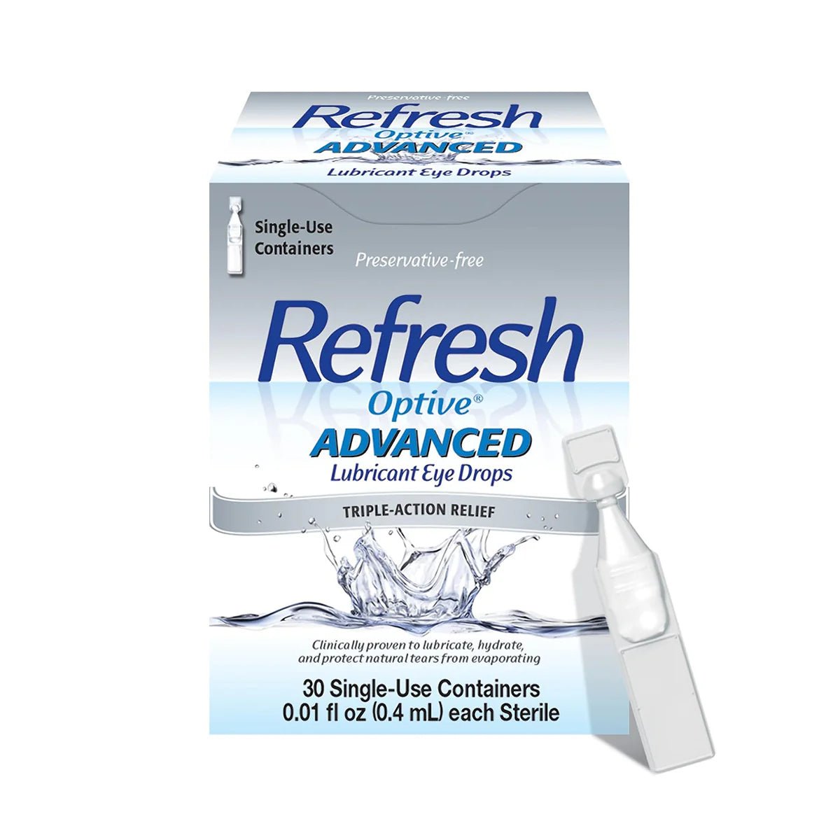 Refresh Optive® Advanced Preservative-Free Lubricant Eye Drops (30 Single-Use Vials) - Dryeye Rescue