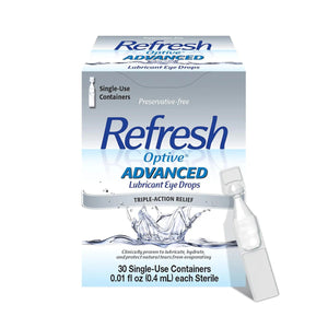 Refresh Optive® Advanced Preservative-Free Lubricant Eye Drops (30 Single-Use Vials) - Dryeye Rescue