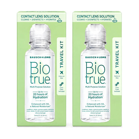 BioTrue Multipurpose Contact Lens Solution Travel Kit 2-Pack (2x 2oz 60mL)