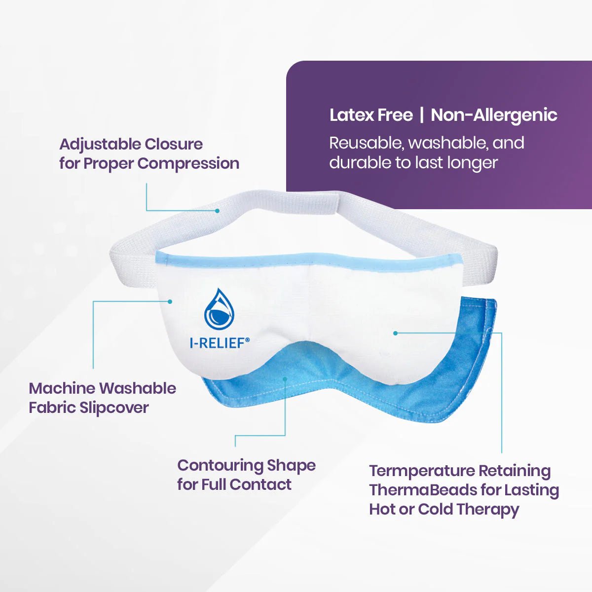 I-RELIEF™ Hot & Cold Therapy Eye Mask with ThermaBeads™ — Reusable Warm & Cold Compress for Eye Comfort - Dryeye Rescue