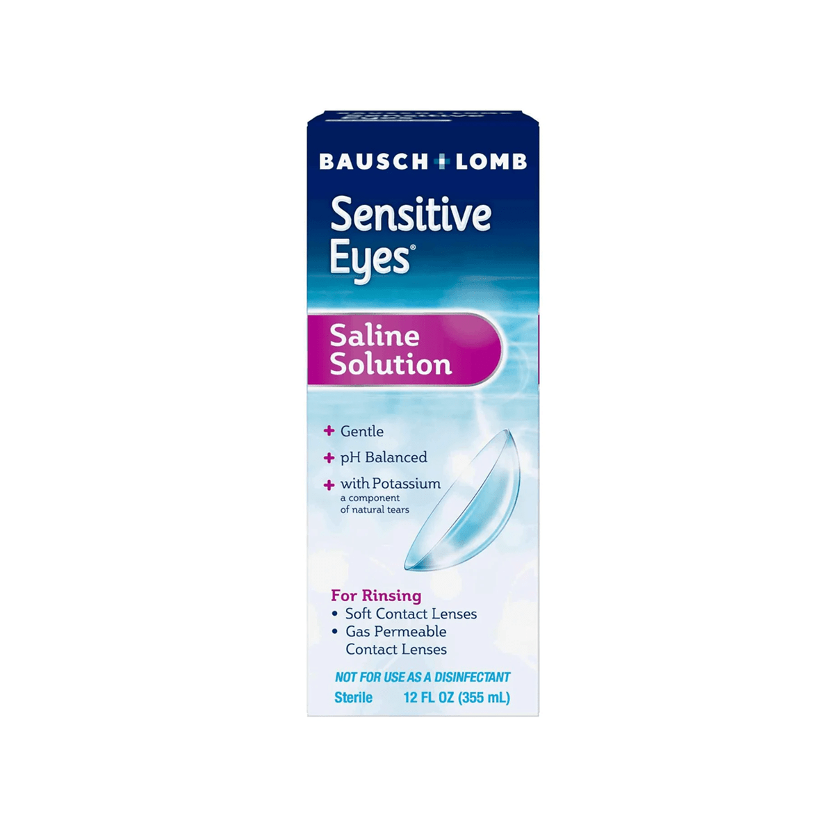 Bausch & Lomb Sensitive Eyes Saline Contact Lens Solution Saline for Soft and Gas Permeable Lenses (12 oz) - Dryeye Rescue