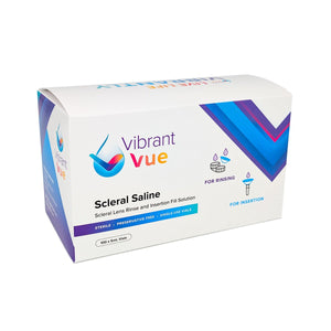 Vibrant Vue Saline Lens Rinse and Insertion Fill Solution, 100% Preservative Free, 100 Vial box - Dryeye Rescue