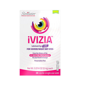 iVIZIA Lubricant Eye Gel for Severe and Nighttime Eye Relief, Preservative-Free, 30 Sterile Single-Use Vials