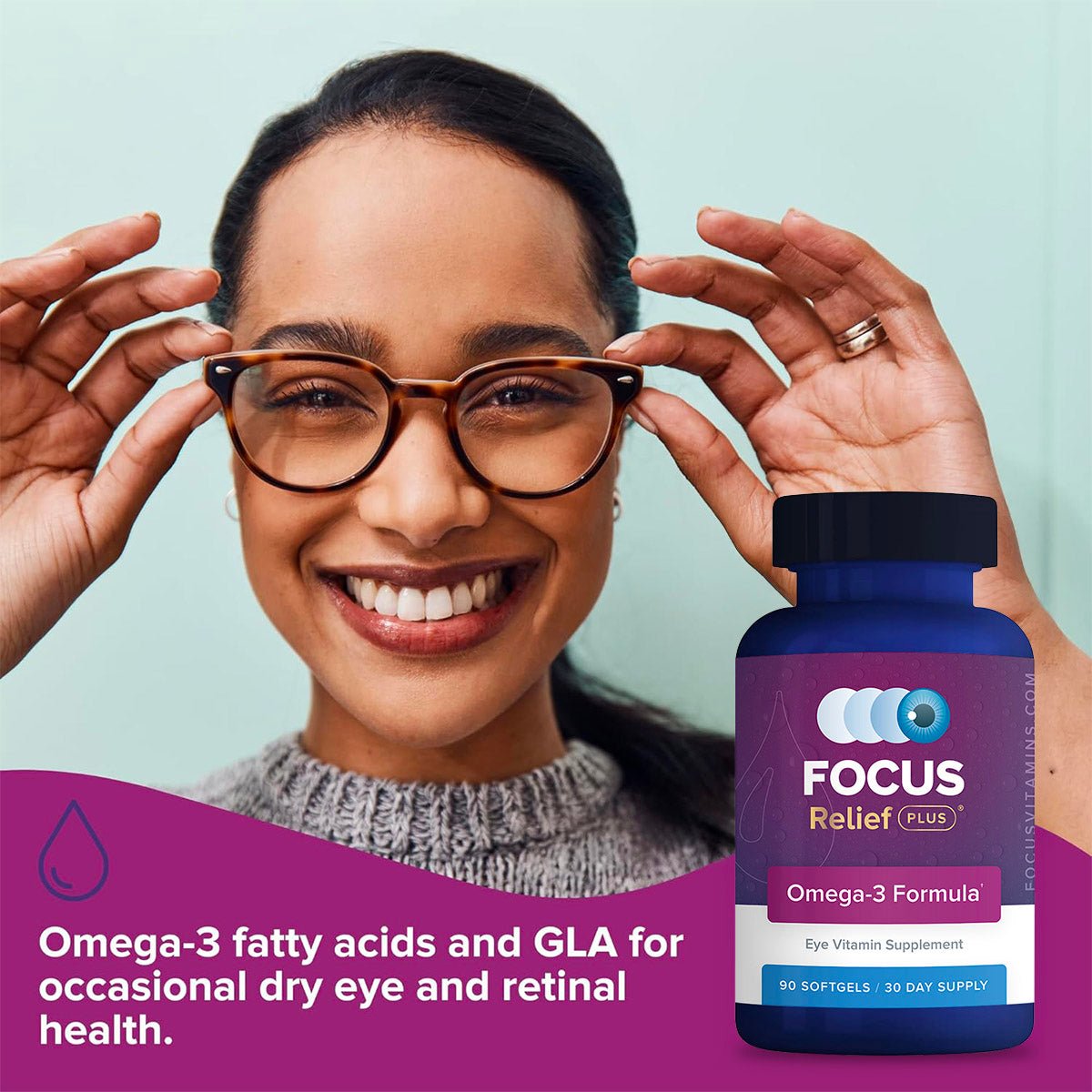 Focus Vitamins Focus Relief Plus Omega - 3 Softgels (90 ct. 30 Day Supply) - Dryeye Rescue