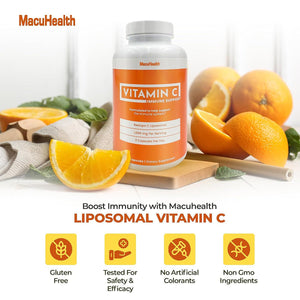 Macuhealth Liposomal Vitamin C 1000MG Per Serving - High Bioavailablity Vitamin with Fat - Soluble Antioxidants and Enhanced Absorption (180ct) - Dryeye Rescue