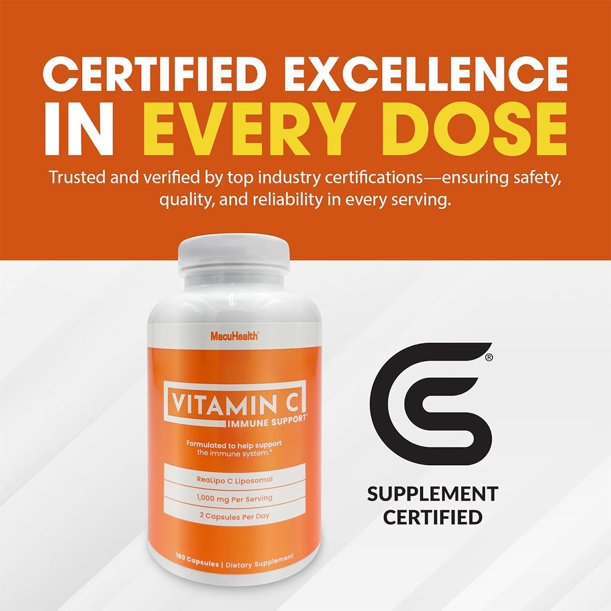 Macuhealth Liposomal Vitamin C 1000MG Per Serving - High Bioavailablity Vitamin with Fat - Soluble Antioxidants and Enhanced Absorption (180ct) - Dryeye Rescue