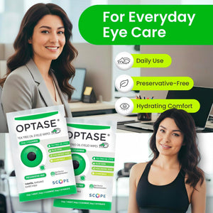 Optase Tea Tree Oil Eyelid Wipes - Preservative Free wipes Box of 20 - Dryeye Rescue