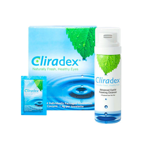 Cliradex® Complete Eyelid Hygiene Bundle – 1 Box of Towelettes and 2 Foaming Cleansers - Dryeye Rescue