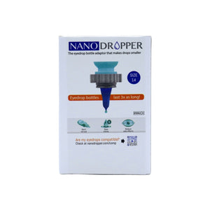 Nanodropper Eye Drop Extender Adaptor, Reduces Drop by 60%, Less Waste, Easier Application (Two Sizes) - Dryeye Rescue