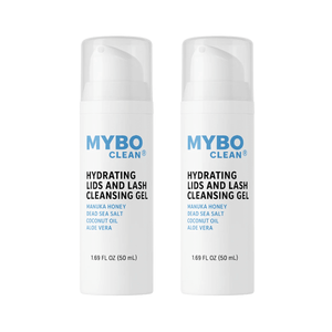 MYBOClean Combo Pack, Year Supply Daily Eyelid Cleansing Brush (4 pc) & Lids and Lash Gel (2 bottles) - Dryeye Rescue