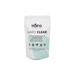 Haro Clear stand-up refill pouch, white with a mint green base, front