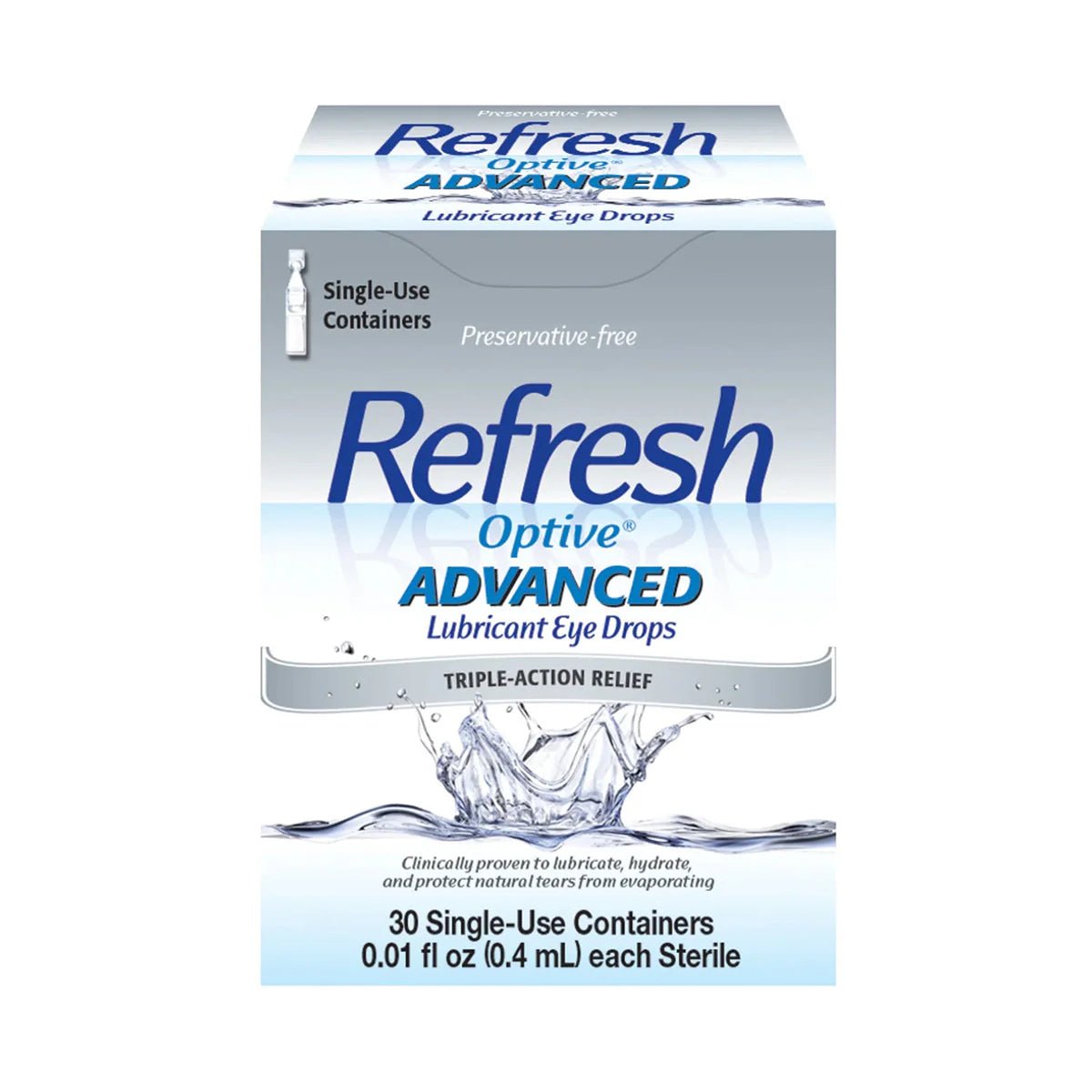Refresh Optive® Advanced Preservative-Free Lubricant Eye Drops (30 Single-Use Vials) - Dryeye Rescue