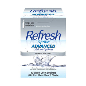 Refresh Optive® Advanced Preservative-Free Lubricant Eye Drops (30 Single-Use Vials) - Dryeye Rescue