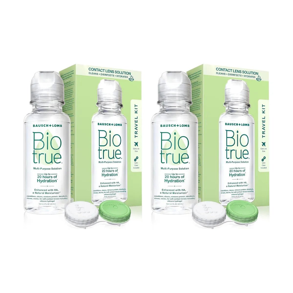 BioTrue Multipurpose Contact Lens Solution Travel Kit 2-Pack (2x 2oz 60mL) - Dryeye Rescue