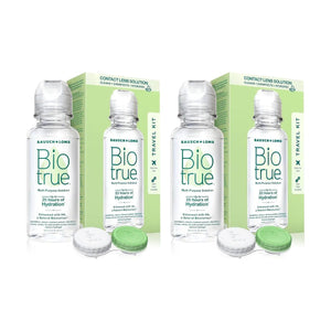 BioTrue Multipurpose Contact Lens Solution Travel Kit 2-Pack (2x 2oz 60mL) - Dryeye Rescue