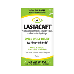 Lastacaft Once Daily Eye Allergy Itch Relief Drops (Twin Pack 2x5mL 120 Day Bottle) - Dryeye Rescue