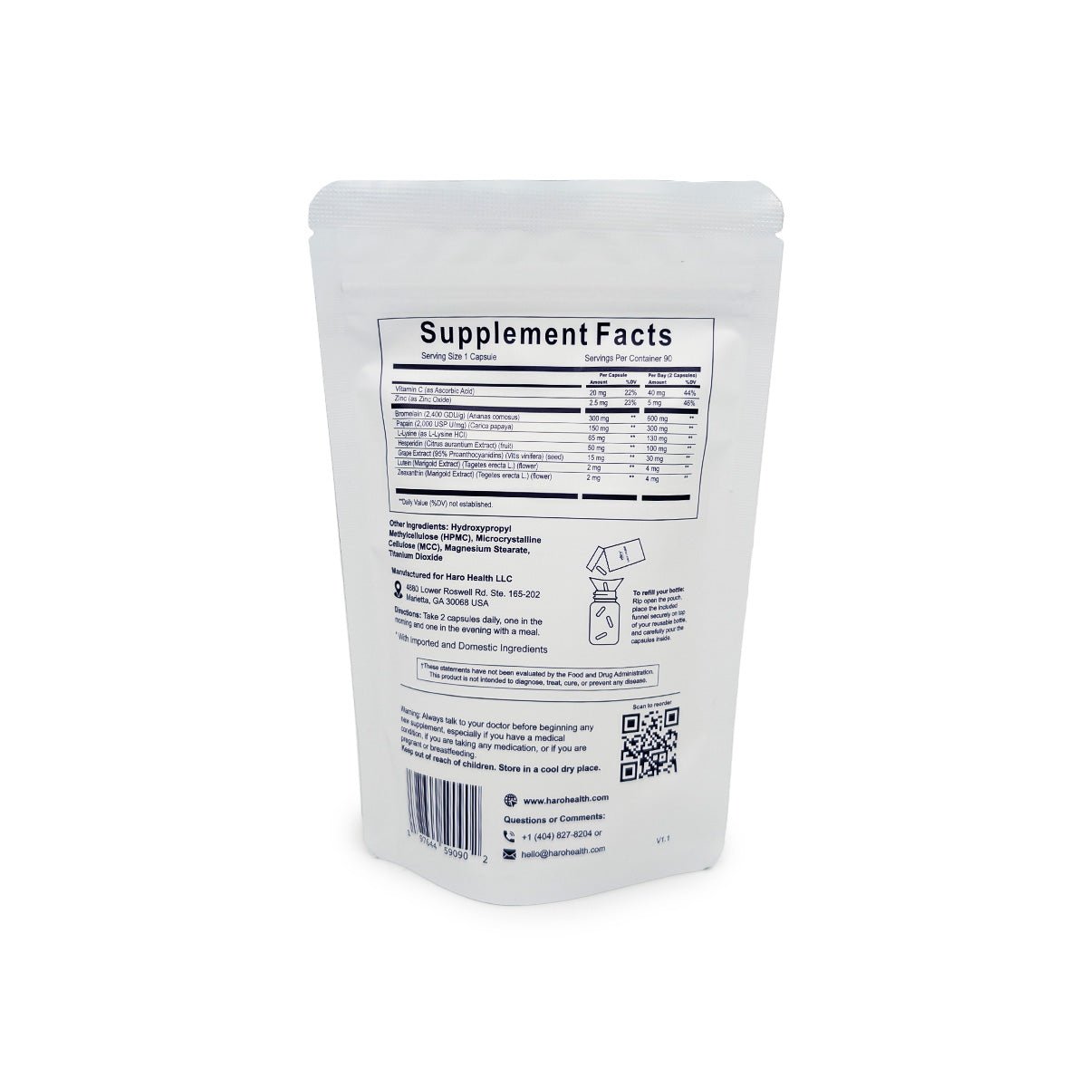 Haro Clear Eye Floaters and Vitreous Health Formula Refill Pouch (90ct) - Dryeye Rescue