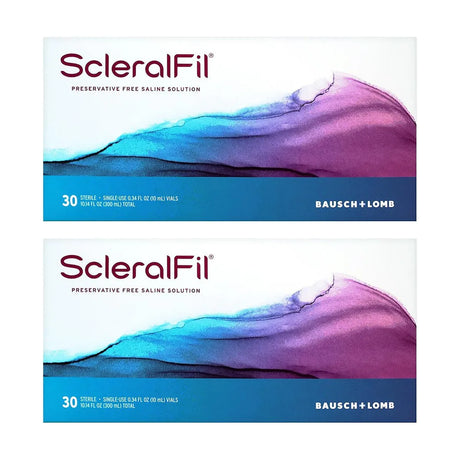 ScleralFil 2-Pack Preservative Free Saline Solution for Scleral, Soft and Rigid Gas Permeable Lenses, Buffered, Single-Use Vials, 0.33 Fl Oz (10 mL), 2 Cartons of 30