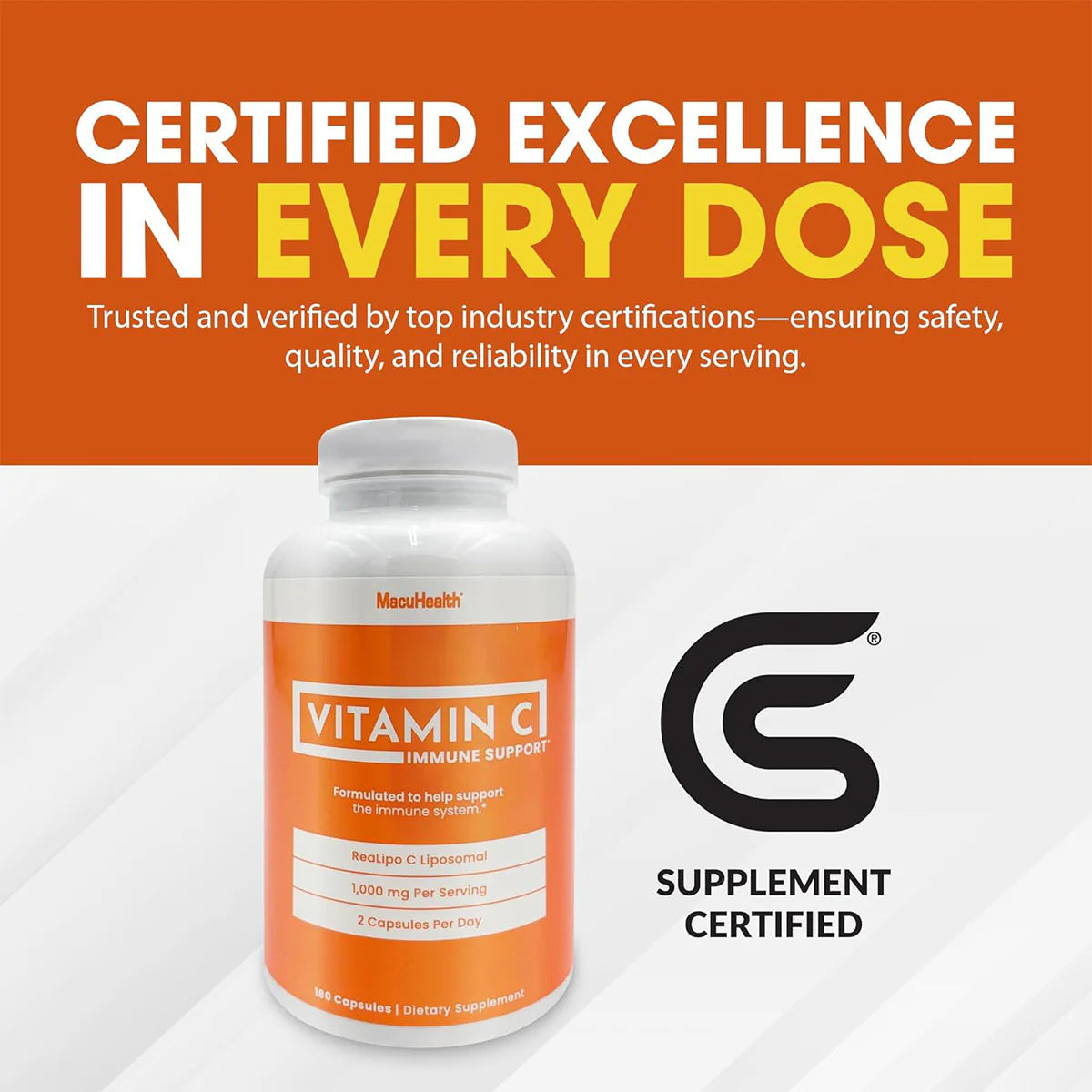 Macuhealth Liposomal Vitamin C 1000MG Per Serving - High Bioavailablity Vitamin with Fat-Soluble Antioxidants and Enhanced Absorption (180ct)