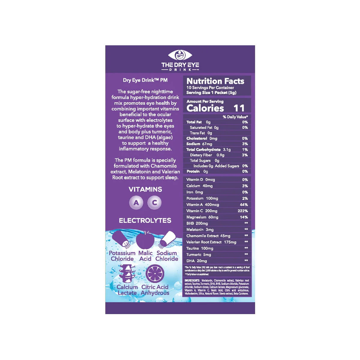 Dry Eye Drink™ PM – Nighttime Hydration + Sleep Support for Dry Eyes (20 Packets)
