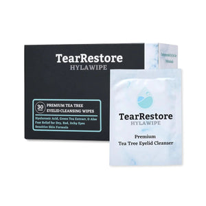 TearRestore HylaWipe Irritation - Free Tea Tree Eyelid Cleansing Wipes - Dryeye Rescue