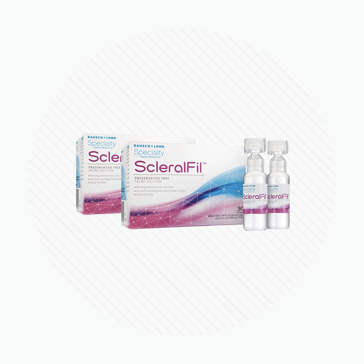 ScleralFil 2-Pack Preservative Free Saline Solution for Scleral, Soft, & Rigid Gas Permeable Lenses, Buffered Solution, Single-Use Vials, 0.34 Fl Oz (2-Packs of 30)