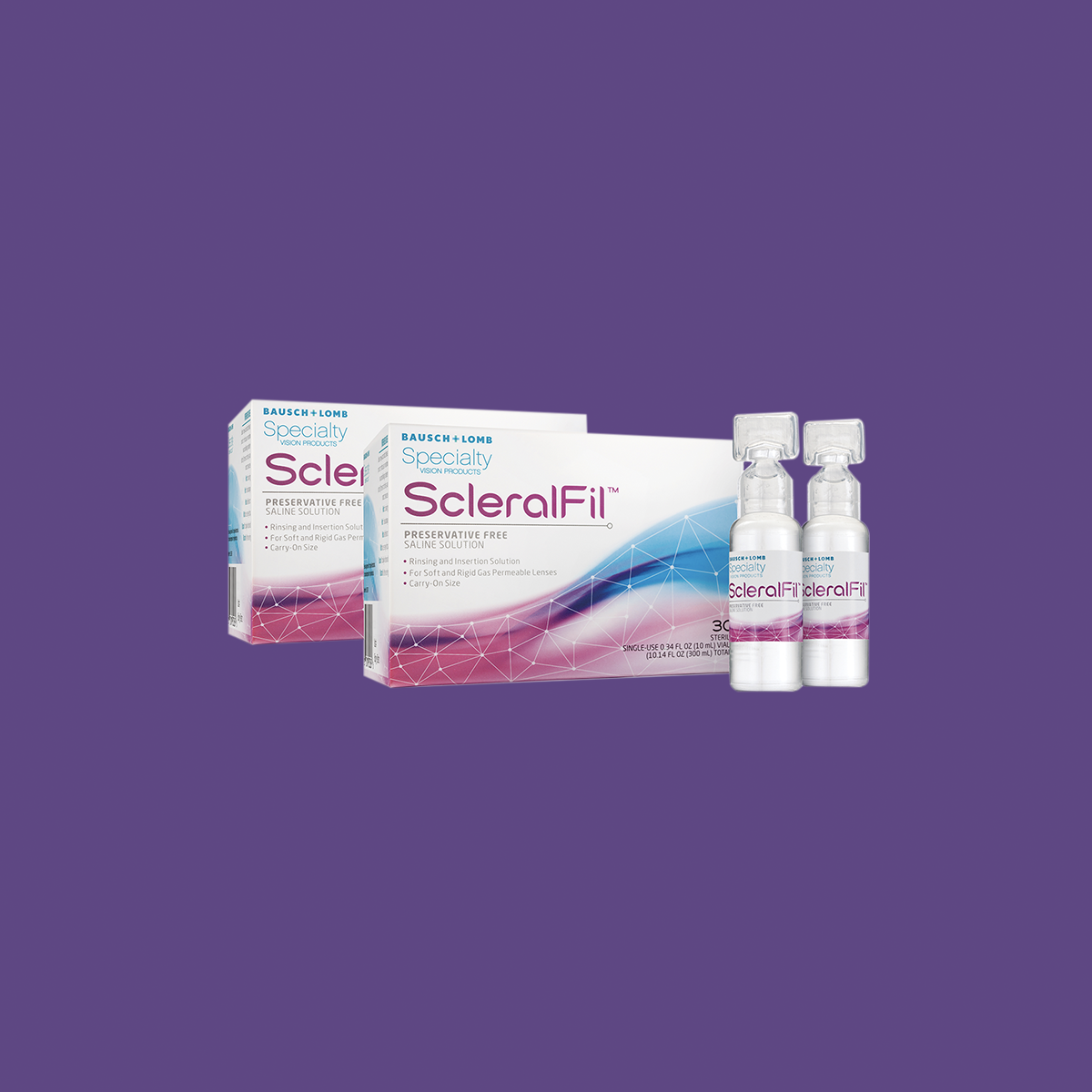 ScleralFil Preservative Free Saline Solution for Scleral, Soft, & Rigid Gas Permeable Lenses, Buffered Solution, Single-Use Vials, 0.34 Fl Oz (2-Packs of 30)