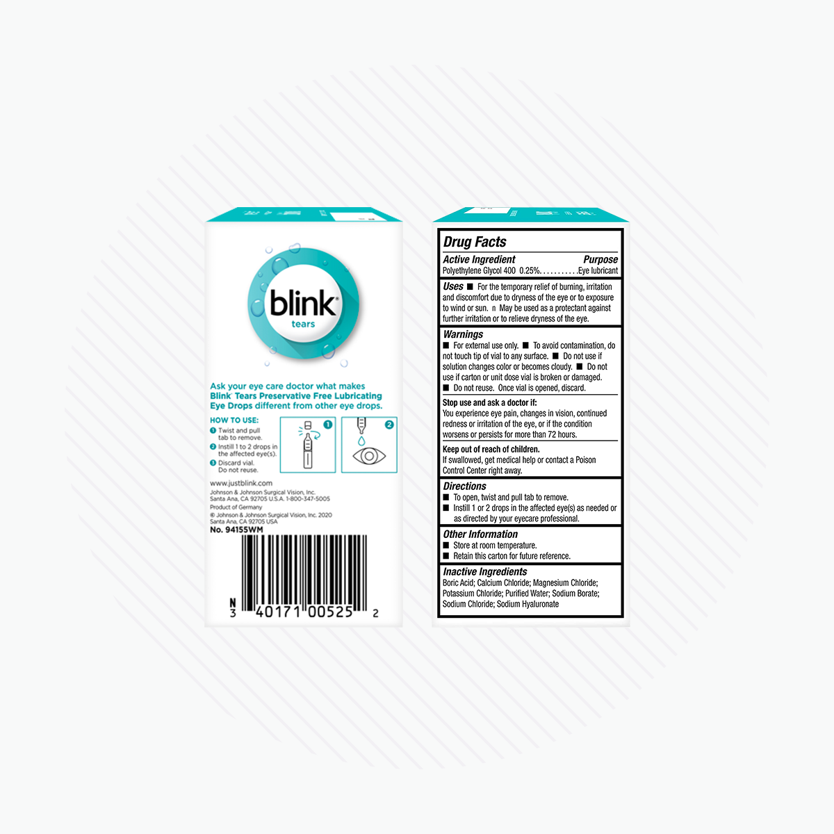 Blink Tears Preservative Free Lubricating Eye Drops 50ct (2 x 25) 2-pack