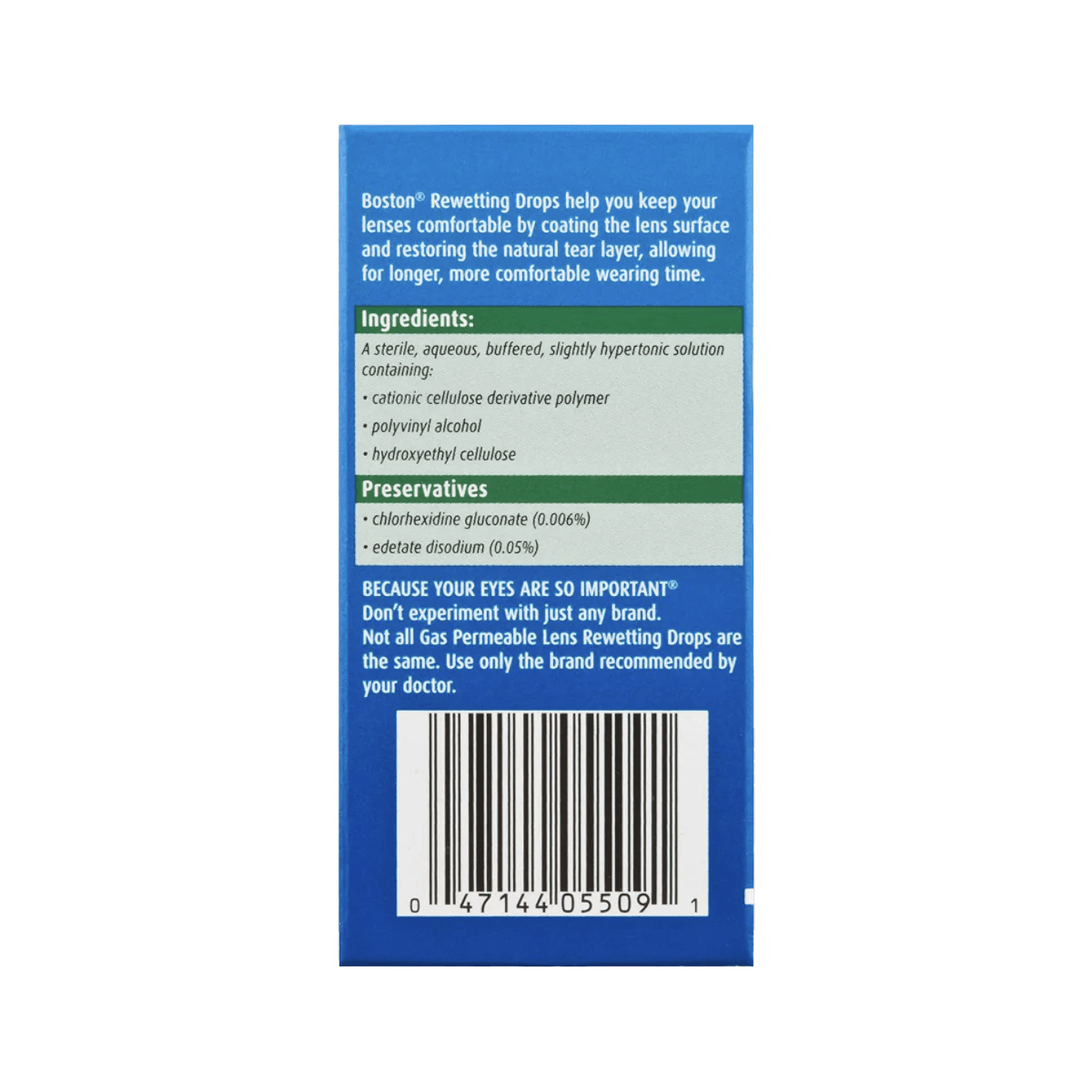 Boston Rewetting Eye Drops for Gas Permeable Contact Lenses, 0.33 Fl Oz - Dryeye Rescue