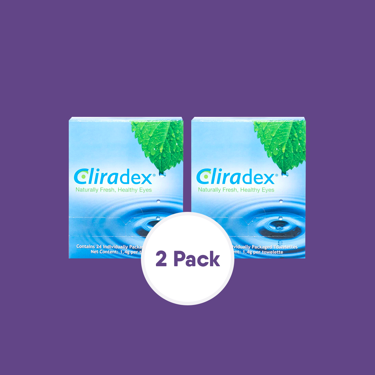 Cliradex Naturally Fresh Healthy Eyes Towelettes, 2 x 24 Count (2-Pack)