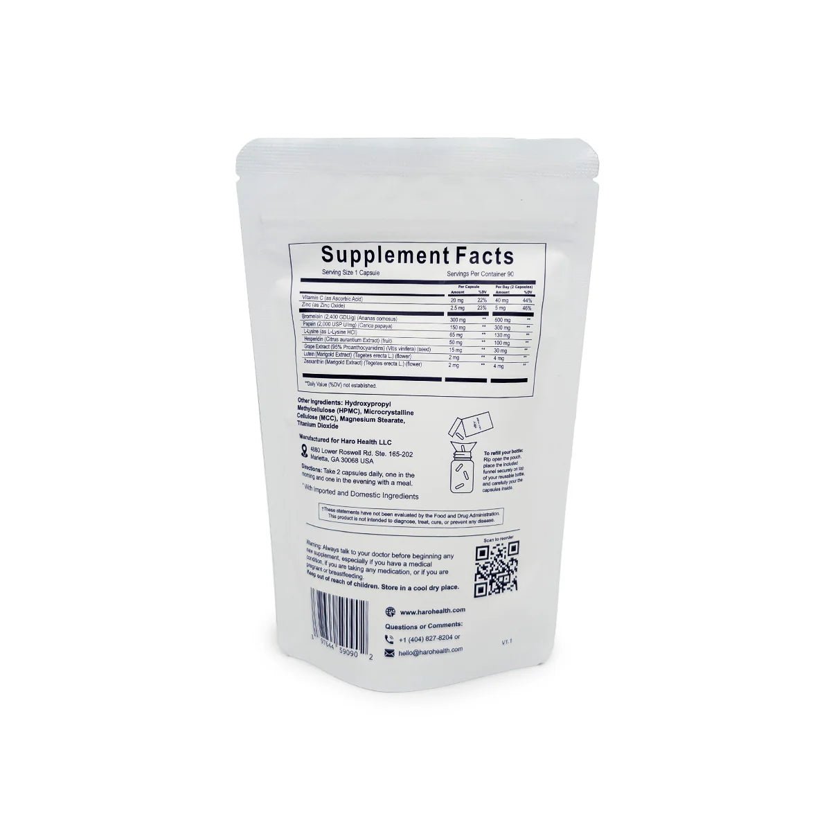 Haro Clear Eye Floaters and Vitreous Health Formula Refill Pouch (90ct) - Dryeye Rescue