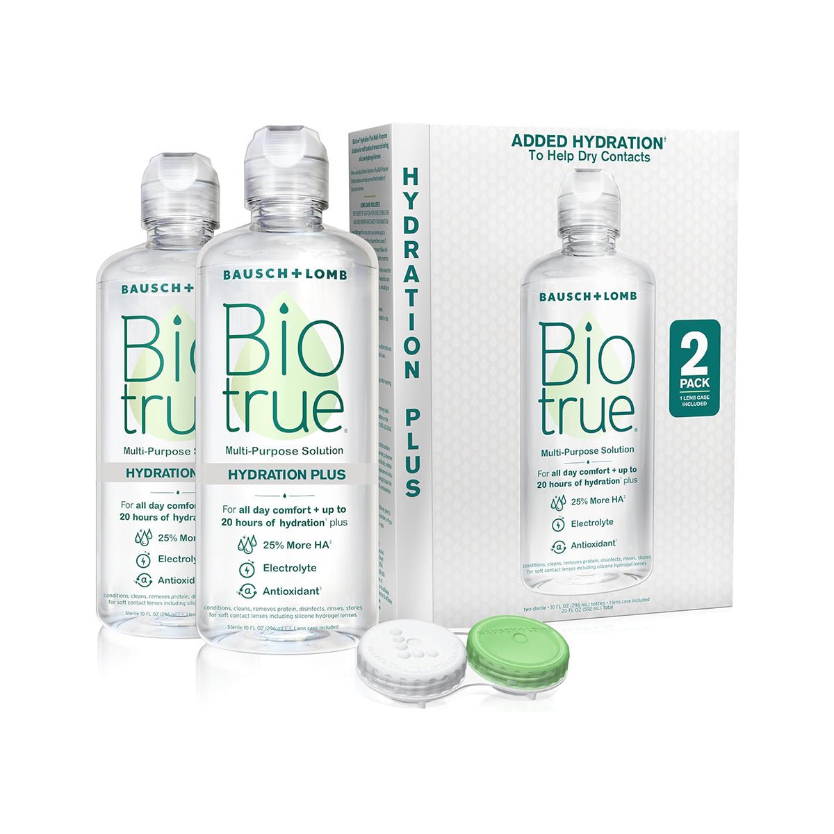 BioTrue Multi Purpose Contact Lens Solution with Hydration Plus (2 x 10z Bottles) - Dryeye Rescue