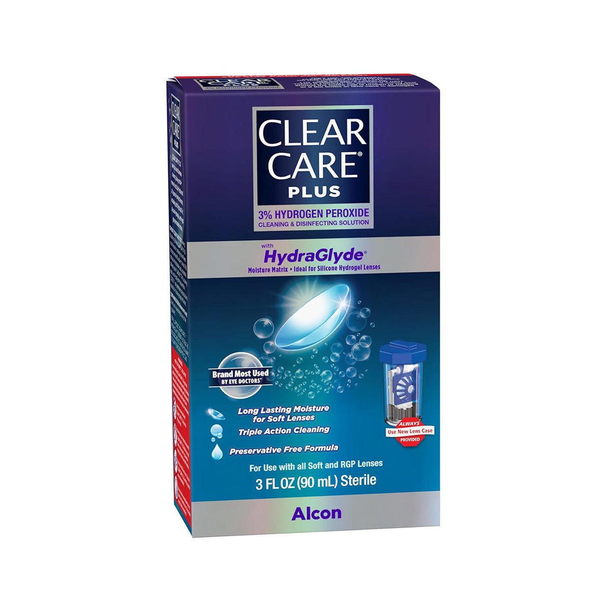 Clear Care Plus Cleaning Solution with Hydraglyde, Travel Size (3oz - 90mL) - Dryeye Rescue